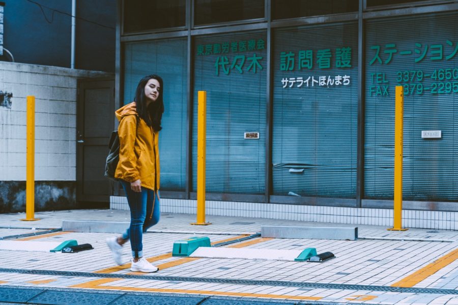 Person walking down street